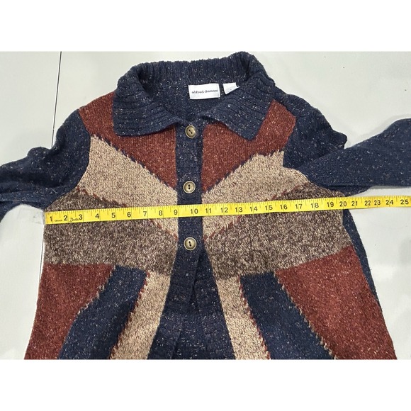 Vintage Alfred Dunner Collared Patchwork Cardigan Western Cozy Boho Aztec Size M - Picture 7 of 8